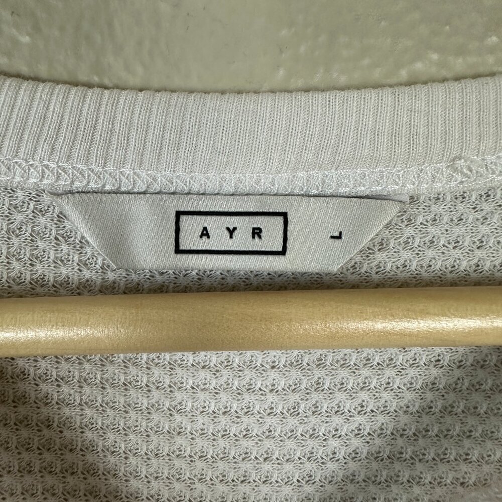 AYR Men's Shirt Waffle Knit Long Sleeve Thermal Pullover Oyster White Large - Picture 2 of 4